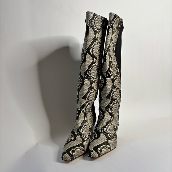 Good American The Statement Mix Knee High Boot Python Leather Size 11 - Picture 9 of 9